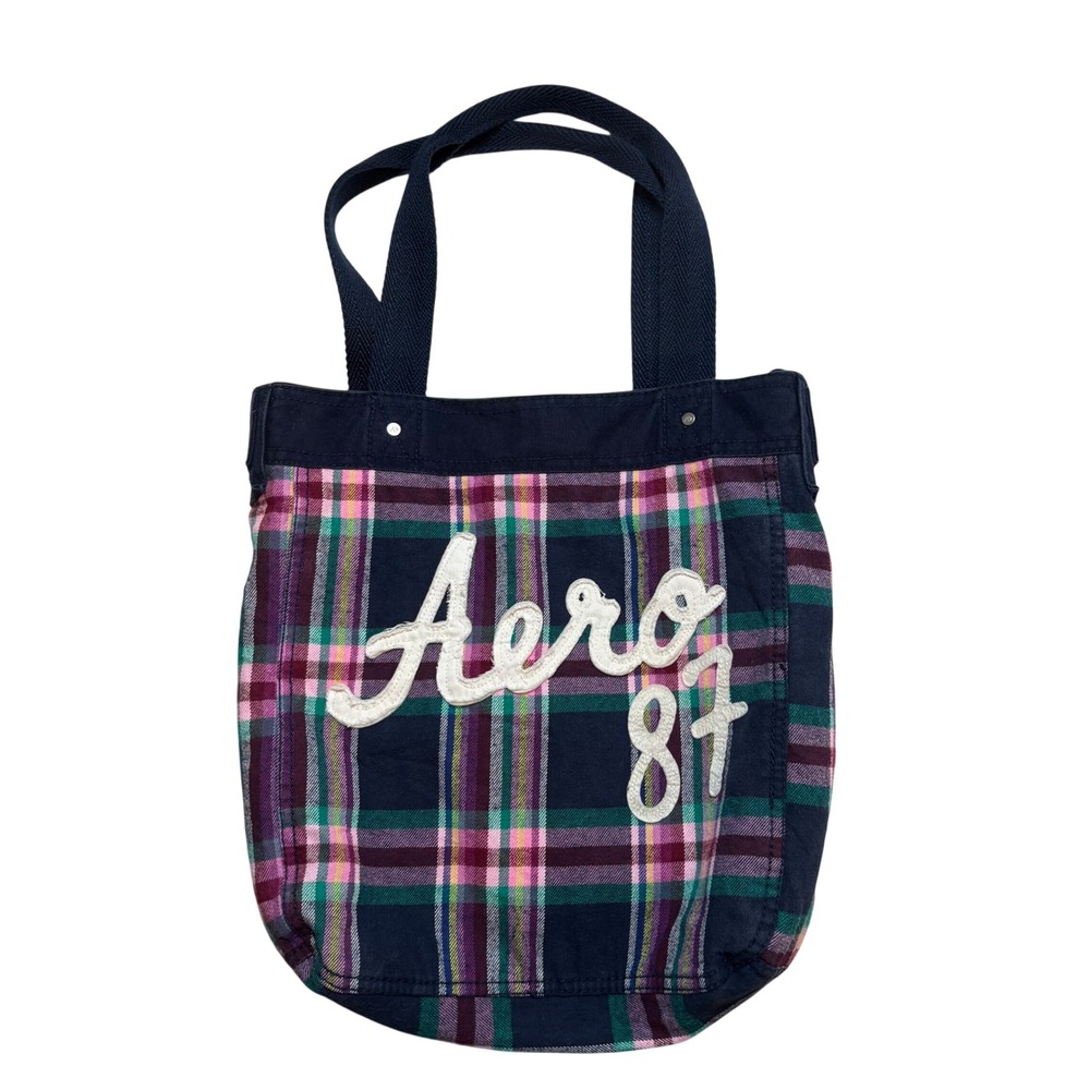 2011 Aeropostale Aero 87 Plaid Tote Bag Preppy Early 2010s Shoulder Bag